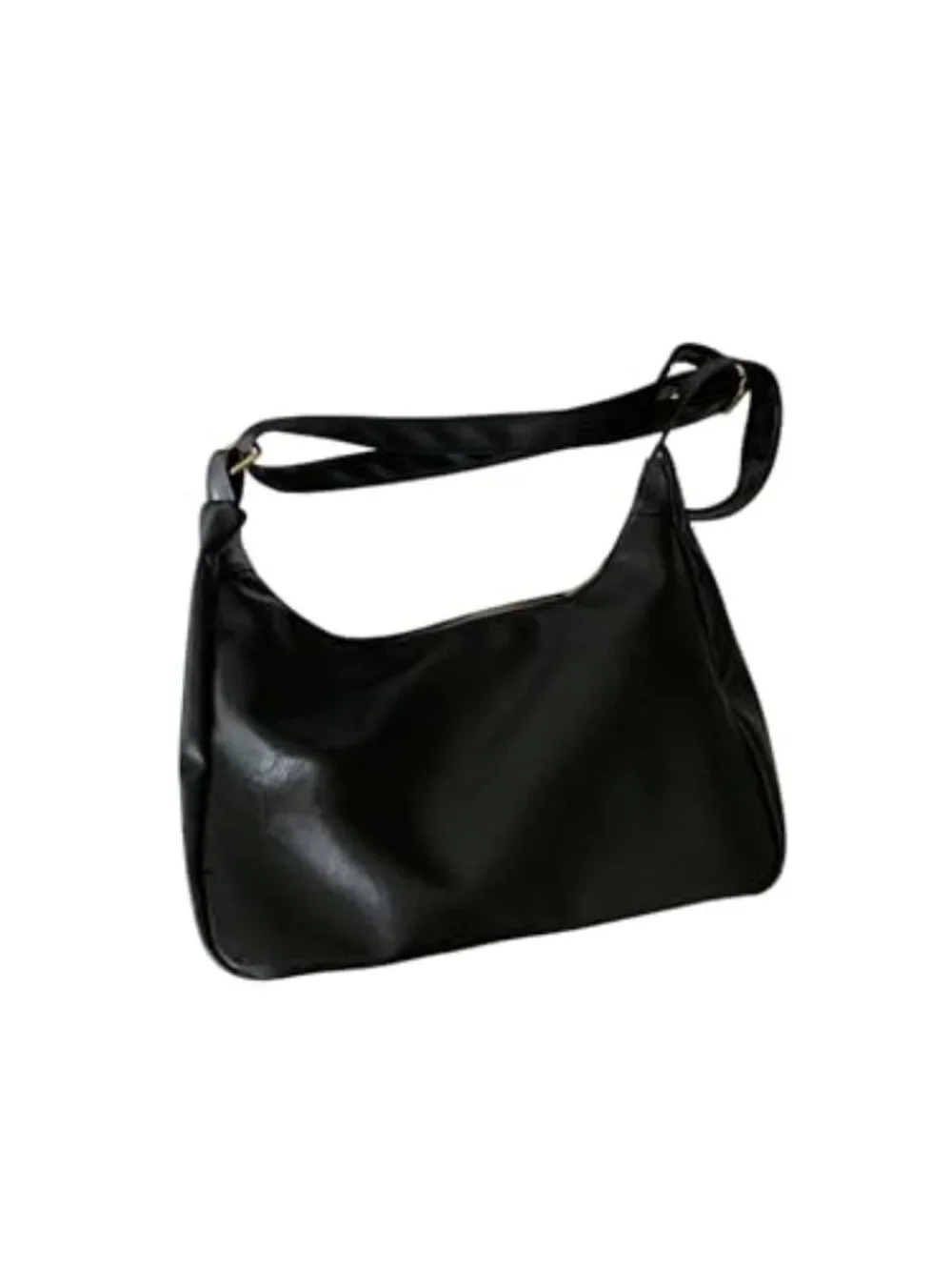 Soft PU Leather Crossbody Hobo Bag with Zipper - Slouchy Vintage Style